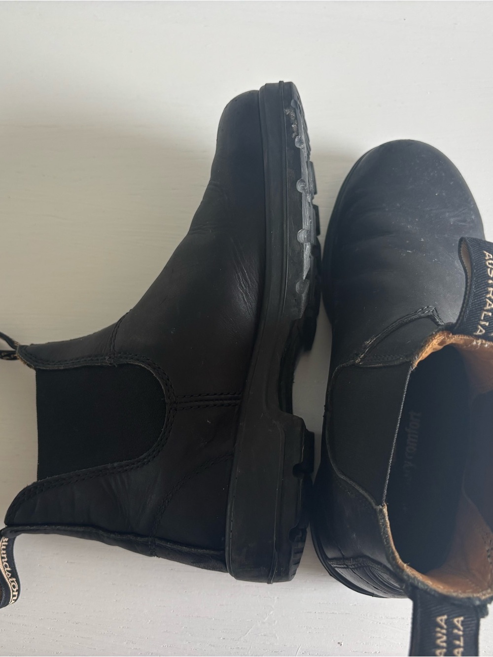 Black Leather Blundstones
